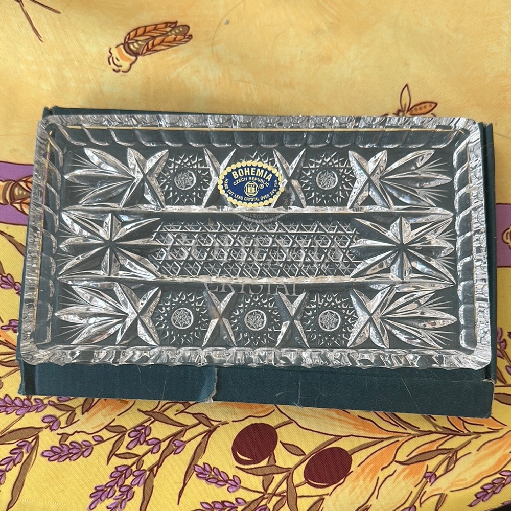 Bohemia Crystal Rectangular serving dish 24 lead crystal, made in Czech Republic